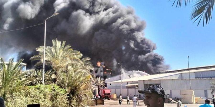 سحب دخان واستنفار شامل، إصابة 15 شخصًا بينهم ضباط إطفاء في حريق مصنع دهانات دمياط الجديدة - بوابة الزهراء